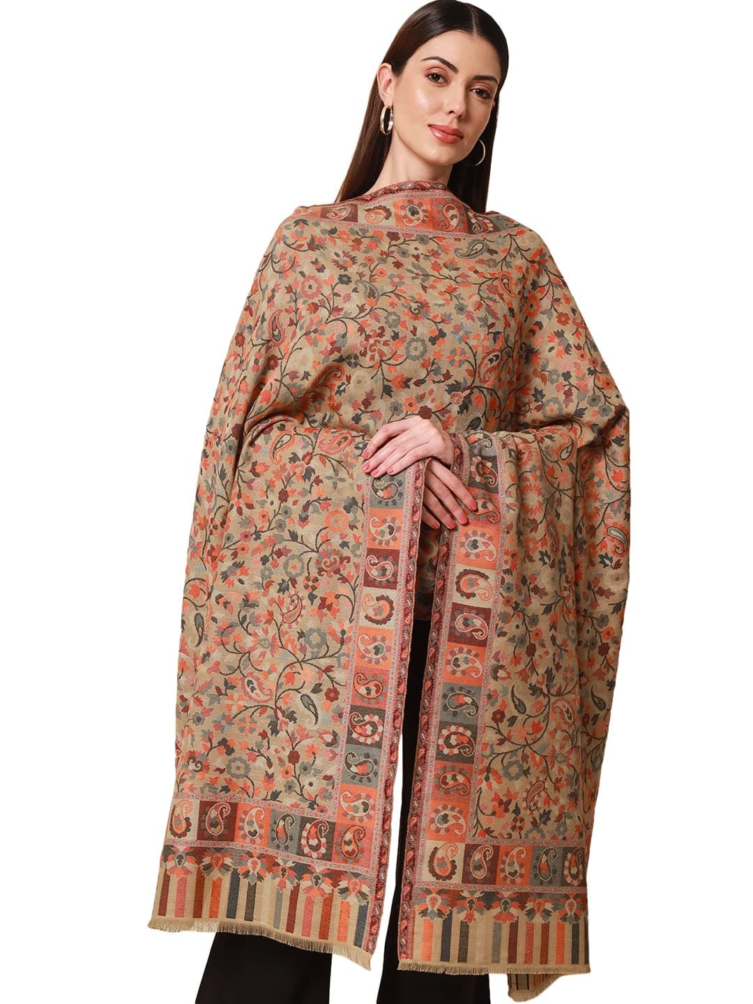 Pashmoda - Women’s Kaani Wool Blend Shawl, Wrap (Light Pashmina Colour)