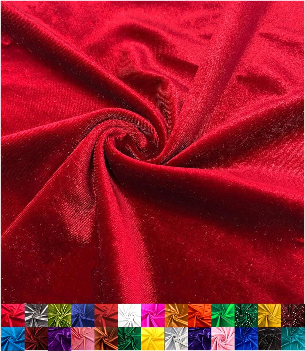 Barcelonetta Stretch Velvet Fabric Luxury Soft Velvet Fabric 60 Wide Roll 10 Spandex Sewing Apparel Upholstery Red 1 Yard