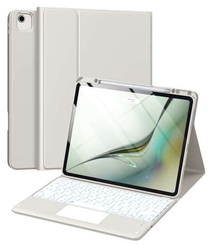 Harvopu for iPad Air 13 Inch & Pro 12.9 Case with Keyboard - Multi-Touch Trackpad, 7 Colors Backlit, Detachable Folio Cover for iPad Pro 12.9 (6th, 5th, 4th, 3rd gen), Air 13 M4/M3/M2 (Starlight-gray)