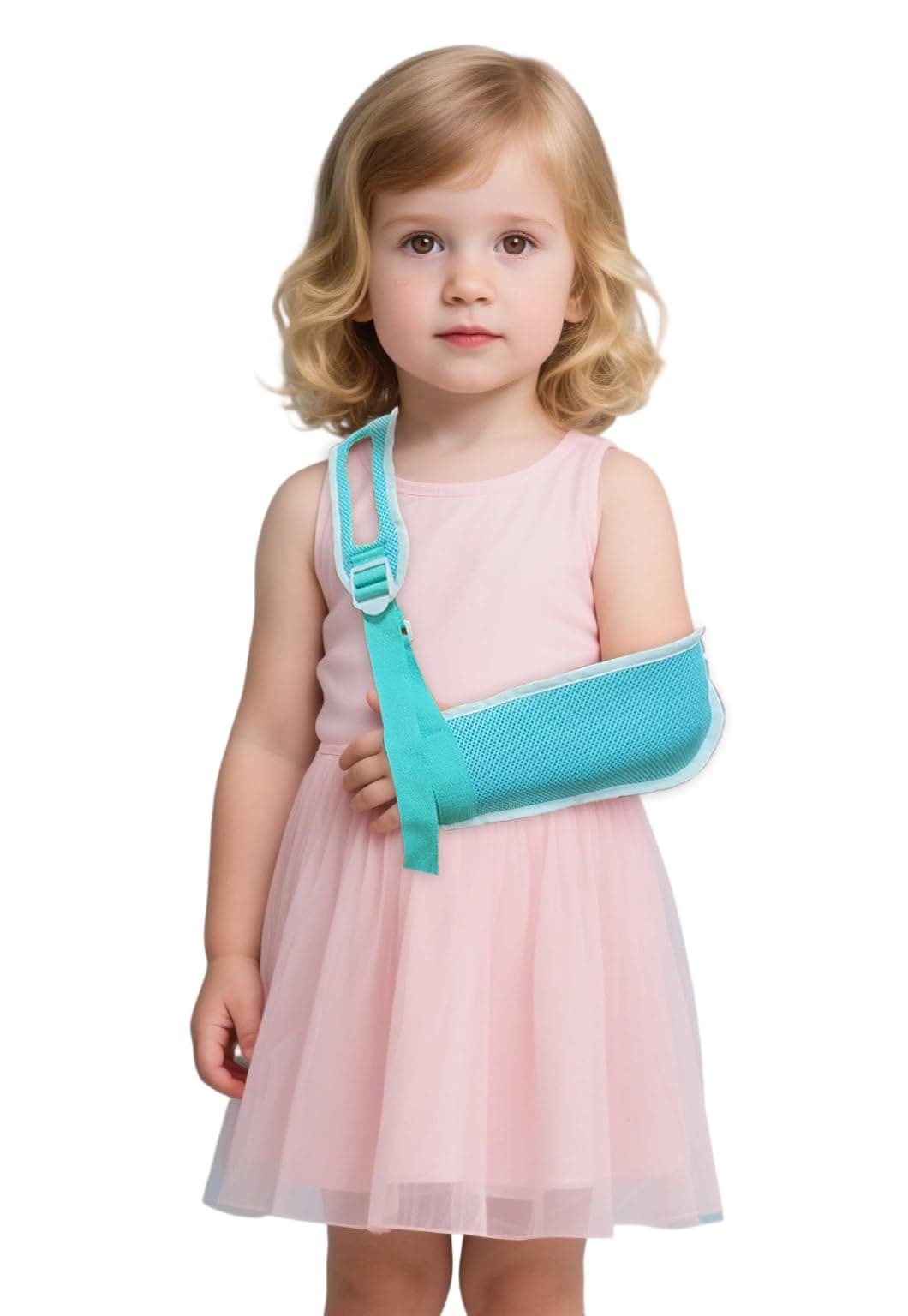 Adjustable Children's Arm Sling - Breathable Mesh Shoulder Stabilizer for Wrist/Elbow/Shoulder Injuries. This elbow support sling provides support for the wrist, elbow, and shoulder and is suitable for both the left and right arms. (Medium)