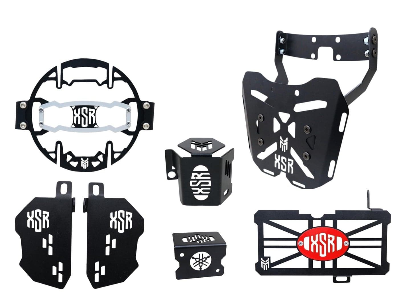 MILACHIN XSR 155 Heavy Metal Motorcycle Combo Kit Include Headlight Grill | Luggage Rack Plate Foot Rest | Oil Caps with Branded Design Stability and Rust-Resistant Compatible For Yamaha XSR 155