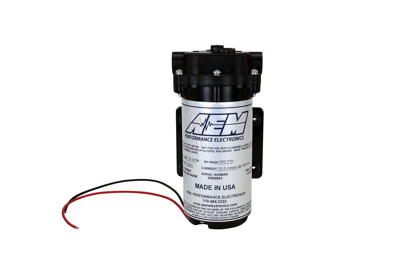 AEM 30-3015 Water/Methanol Injection Pump, Black
