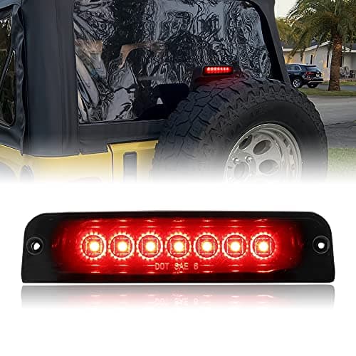 LED 3rd Third Brake Light for Wrangler TJ 97-06, Kewisauto Smoked Black Center High Mount Stop Light for Jeep Wrangler TJ 1997-2006 Accessories (1PCS, 55055280AB, 04864833, 55055279, 55055280)