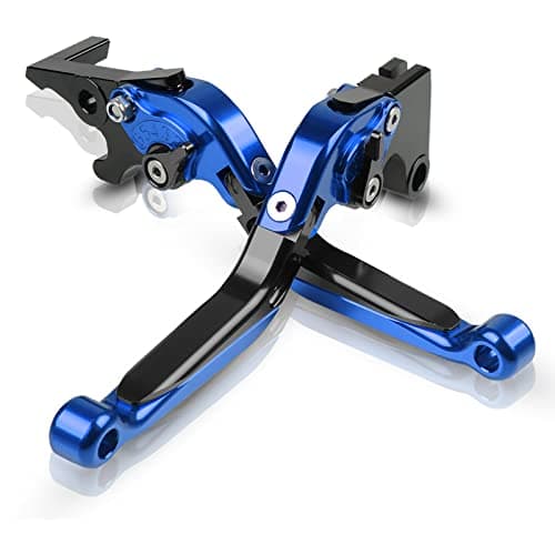 LANQIAN Brake & Clutch Levers Set Foldable Extendable CNC Compatible with GSX-R1000 GSXR 1000 2009-2019 GSX-R600 GSXR 600 GSX-R750 GSXR 750 2011-2019 Blue+Black
