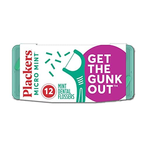 Plackers Micro Mint Dental Flossers, Travel Pack, Perfect Travel Size, Easy Storage, Dental Care On-The-Go, Fresh Mint Flavor, 12 Count