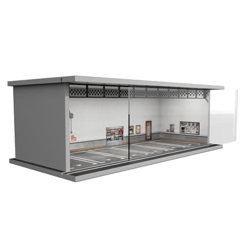 Bivitre 1/64 Diorama Display Case with LED Lights - Compatible with Hot Wheels Matchbox Mini GT Diecast Cars, for Model Car Display and Storage, Stackable Garage(Wheels)