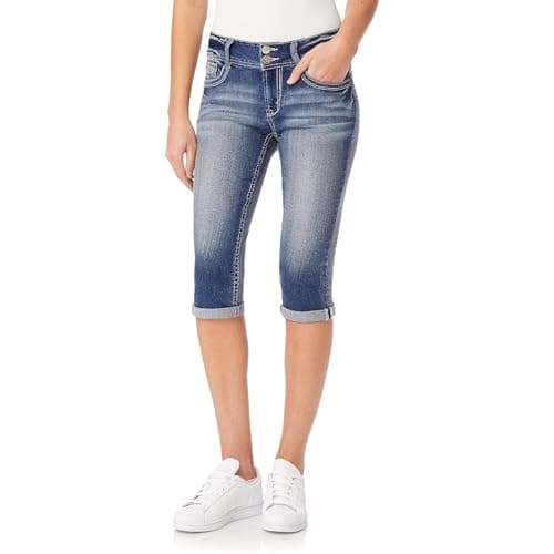 WallFlower Luscious Curvy 17” Jean Capris for Women Mid-Rise Insta Stretch Denim Juniors Jeans - Jenna, 11