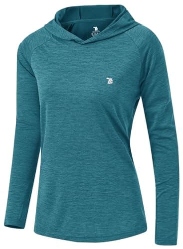 TBMPOY Womens UPF 50+ Sun Protection Hoodie Shirt Long Sleeve Fishing Hiking Outdoor UV Shirt Lightweight Blue M