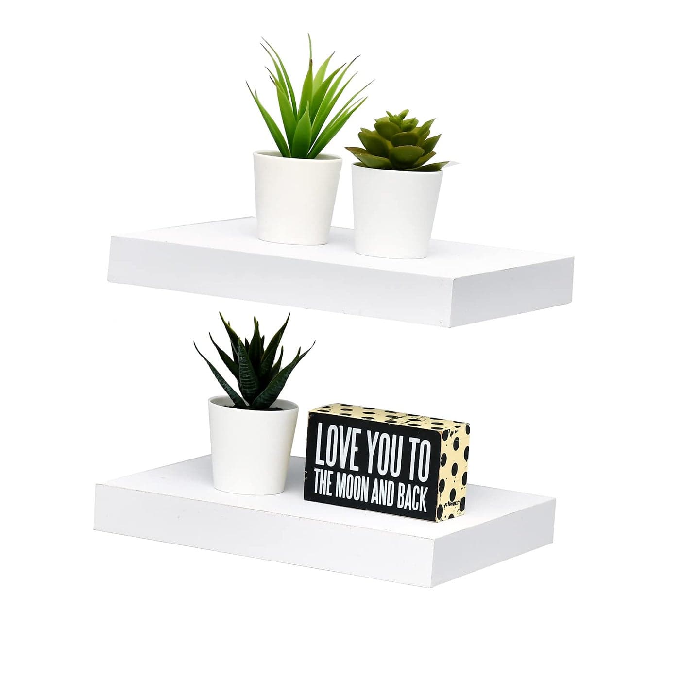 WELLAND Set of 2 Floating Shelves Wall Mounted Shelf for Home Decor with 8 Deep White 10 inch
