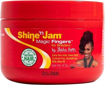 Ampro ShinenJam Magic Fingers Gel for Braids Provides Firm Hold with NonGreasy Shine Strengthens Hair with Silk Proteins Works on Any Hair Texture to Create Multiple Styles 8 oz