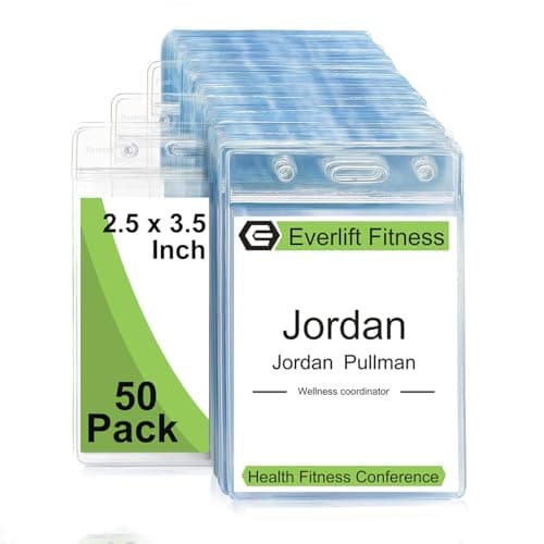Fushing Pack of 50 Clear Plastic Vertical Badge Holders Name Tag Holders Card Holders M