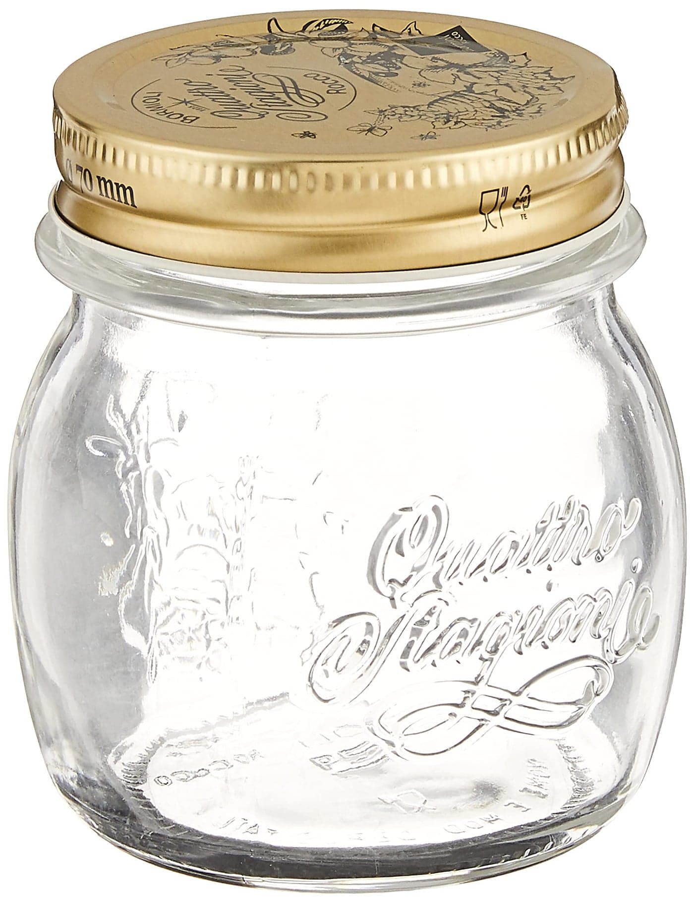 Bormioli Rocco Quattro Stagioni Clear Airtight Mason Jar, 8.5 Oz. Made from Food Safe Durable Glass, Made in Italy.