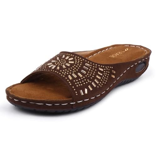 TRASE Womens Sandals | Doctor Ortho Soft And Comfort Slippers | Lightweight And Stylish Diabetic Chappal For Woman | Orthopedic Slippers For Woman Soft (Brown, 6 UK)