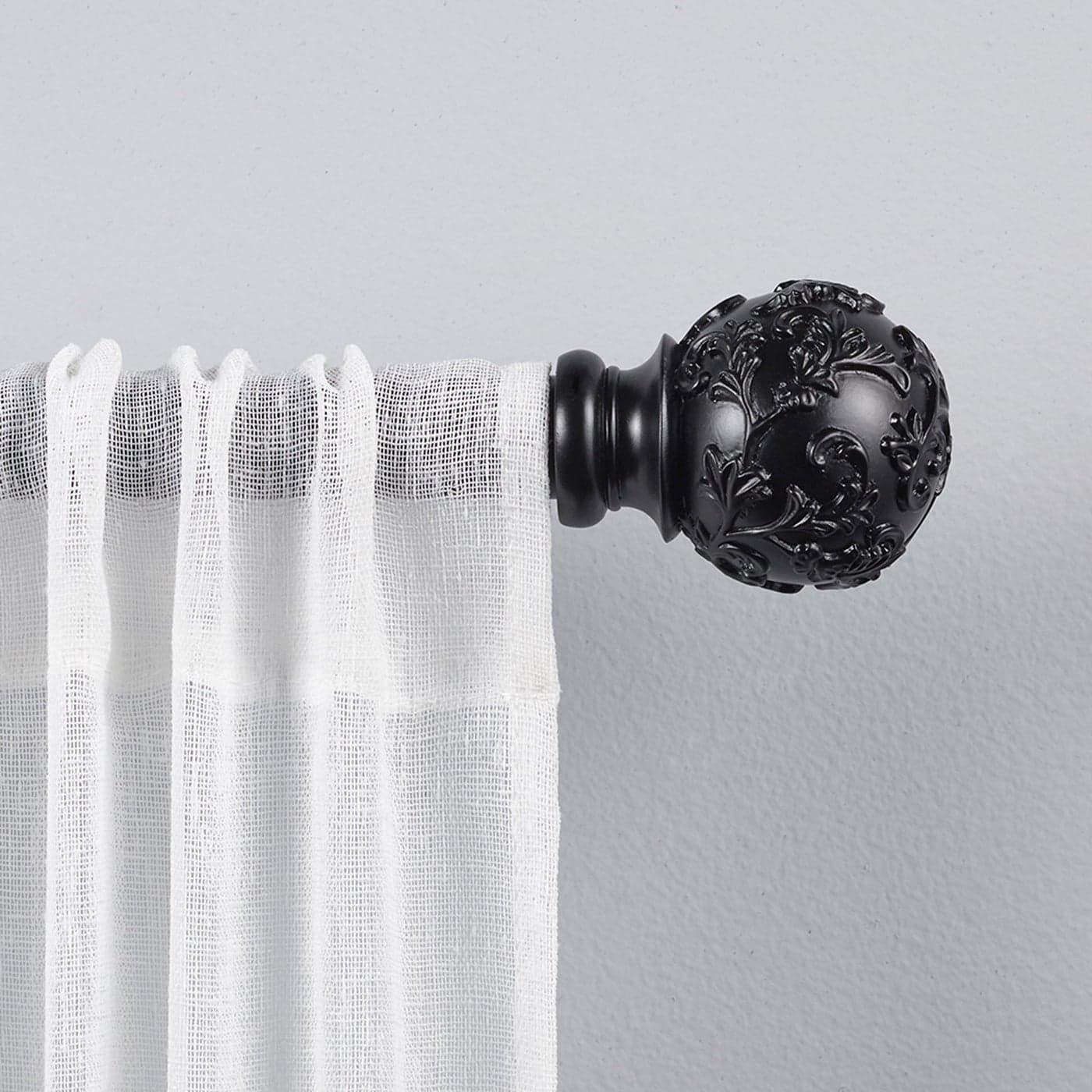 Exclusive Home Curtains ER101503 66120 Vine 1 Curtain Rod and Finial Set 66120 Matte Black
