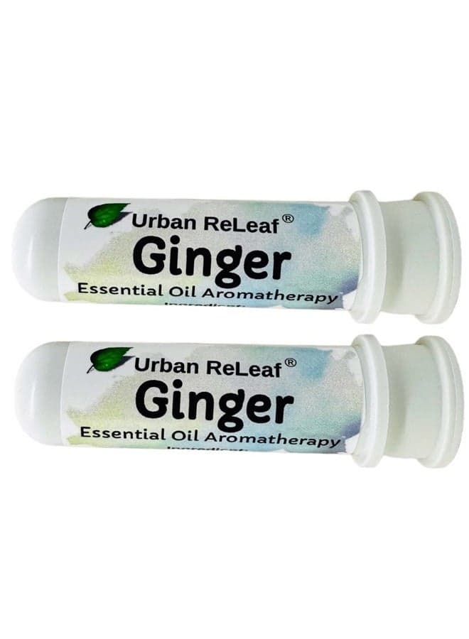 Ginger Essential Oil Aromatherapy Nasal Inhalers, Set of 2 — Pure Undiluted Spice Oil, Easy Open Snap Top. Made in USA. Alcohol-Free. No Mess. Pocket Size.