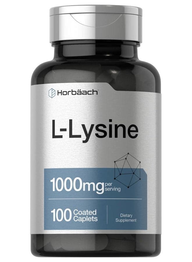L-Lysine 1000mg | 100 Coated Tablets | Dietary Supplement in Free Form | Essential Amino Acid | Vegetarian Formula, Non-GMO & Gluten Free