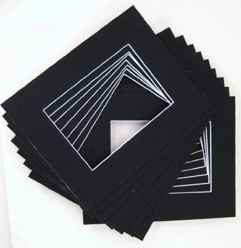 50 Pcs of 8x10 BLACK Picture Mats Mattes Matting for 5x7 Photo + Backing + Bags