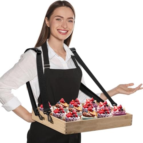 Teenyyou Wooden Vendor Trays with Strap 15 x 11 x 2 Inch Movie Night Party Serving Snack Trays Usherette Popcorn Drink Vending Concessions Tray Beverage Carrier for 20s Theme PropWoodSpaces