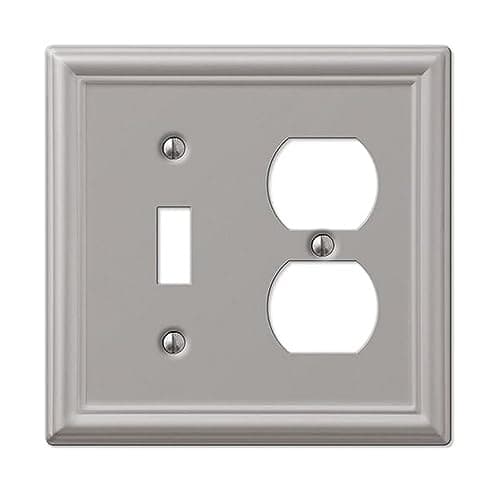 AMERELLE 149TDBN Chelsea Steel Toggle/Single Duplex Wallplate, Single Single, Brushed Nickel, Single Toggle / Single Duplex