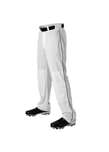 Alleson Athletic Baseball Pants for Boys. Grey/Navy Boys Relaxed Fit Baseball Pants and Machine Washable Fabric with Belt Loop (Style 605WLBY)Large