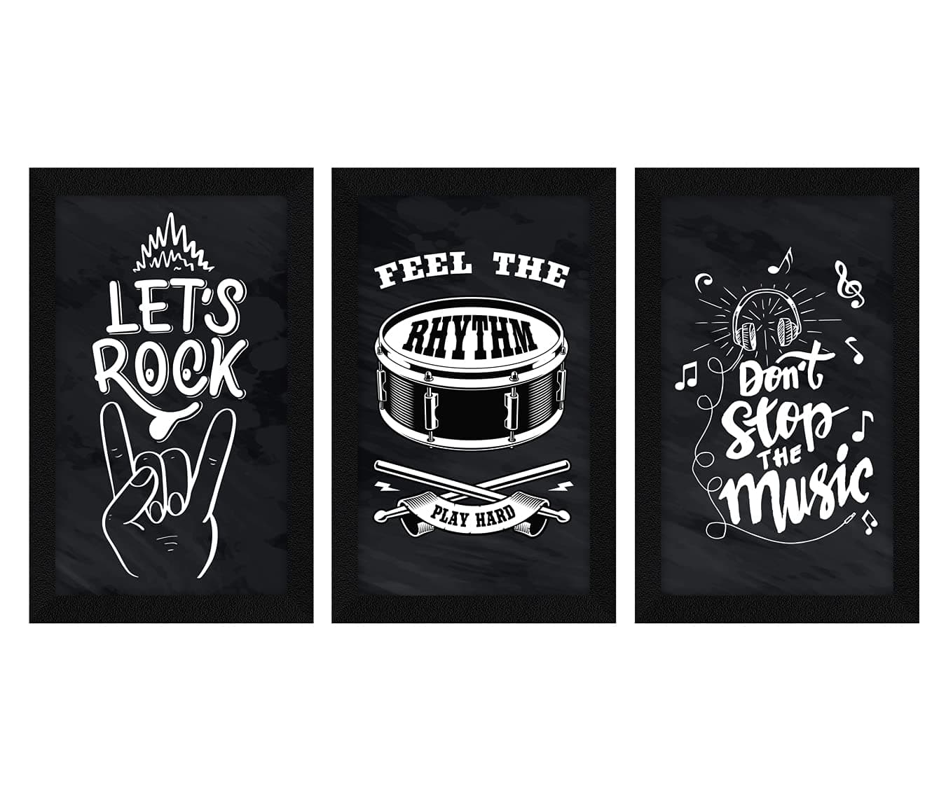 ArtX Paper Music Black and White Wall Art Painting, Framed Paintings 13 X 25.5 inches(Combined), 8.5 X 13 each, Multicolor, Set of 3 (AXC00161-MUS)
