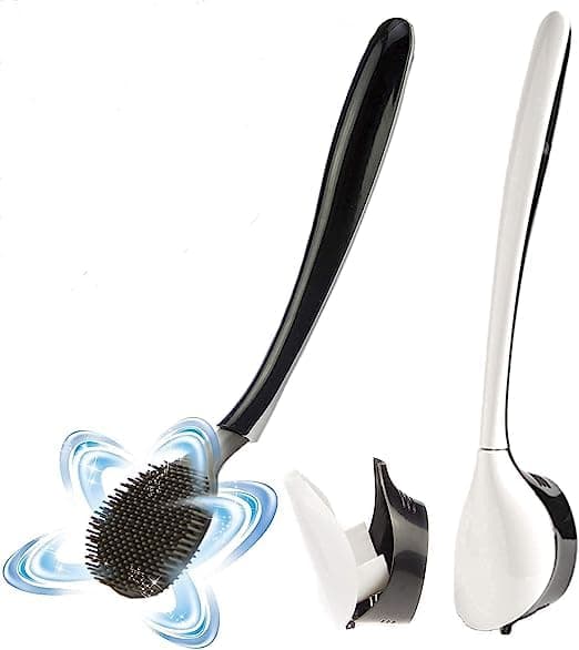 Whixant New Silicone Water Drop Toilet Brush and Holder Set Automatic Opening and Closing Adhesive Wall Mount Toilet Bowl Brush Bathroom Household Supplies Multicolor