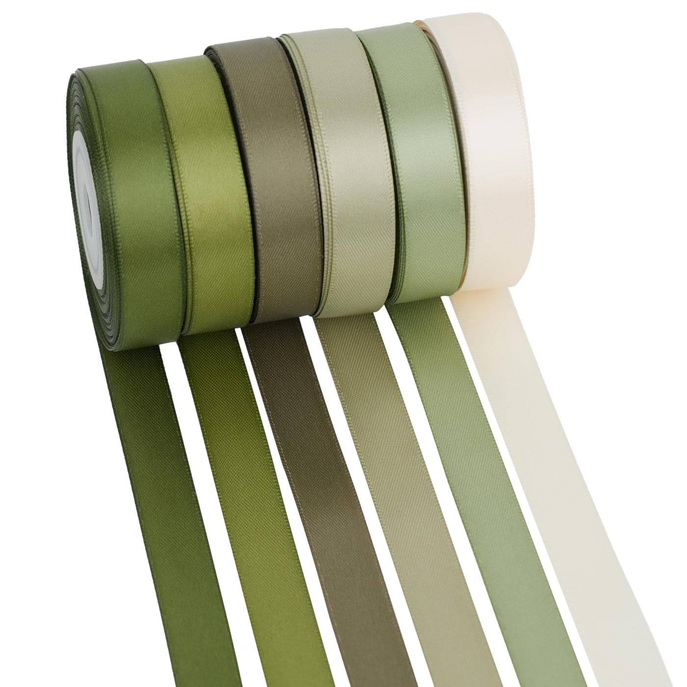DINDOSAL Sage Green Satin Ribbon Moss Green 12 Inch 6 Rolls 60 Yards for Wedding Crafts Gift Wrapping