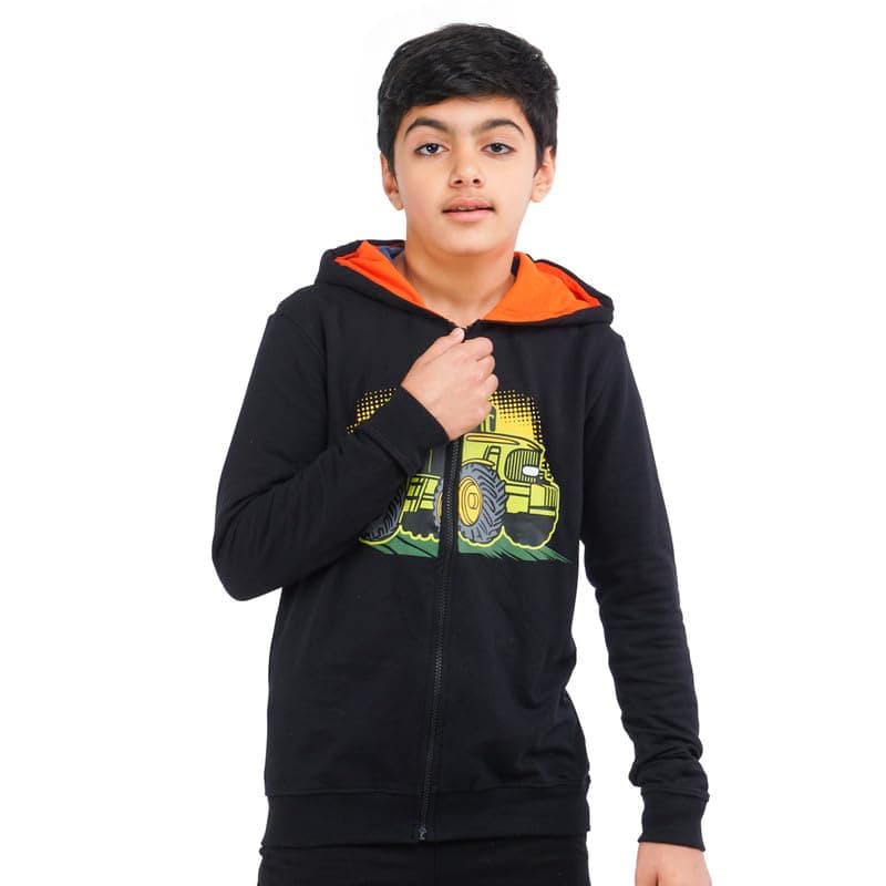 Real Basics Boys Cotton Hooded Sweatshirt(RB-BoyHood-P1-1516-Truckhood_Multicolor_15-16 Years)
