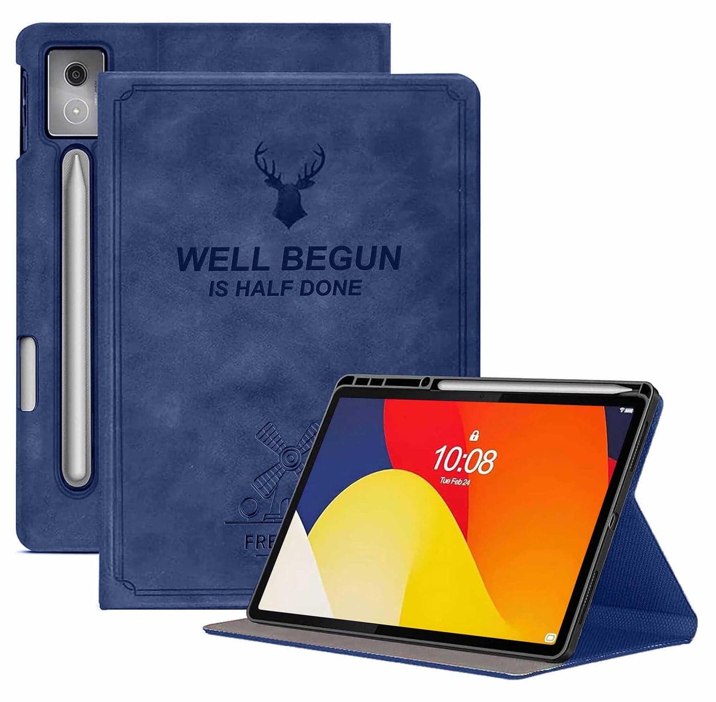 ProElite Cover for Moto Pad 60 Pro 12.7 inch 2025 Case Cover, Deer Smart Flip Case Cover for Moto Pad 60 Pro 12.7 inch 2025 Tablet with Pen Holder, Dark Blue