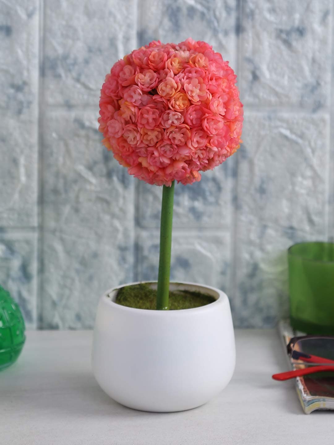 Fourwalls Artificial Polyurethane and Plastic Real Touch Flower Pot 30 cm Pink