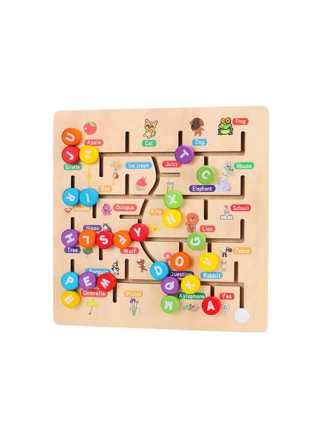 Children's Wooden Puzzle Digital Alphabet Walking Cognitive Hand-held Board Early Education Wooden Toy Baby Puzzle-Color:QZM Alphabet Position Finding