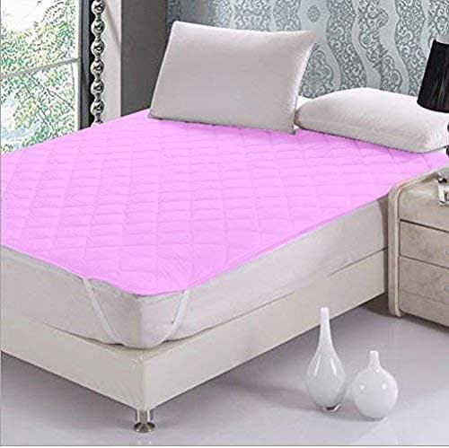 Rajasthan Crafts Microfiber Double Bed Waterproof and Dust Proof Mattress Protector, Pink, King Size Double Bed (72inch x 78inch) (TC-MP001-G)