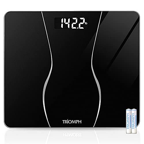 Triomph Smart Digital Body Weight Bathroom Scale with Backlit Shine Through Display, 400 lbs Capacity and Accurate Weight Measurements (Black)