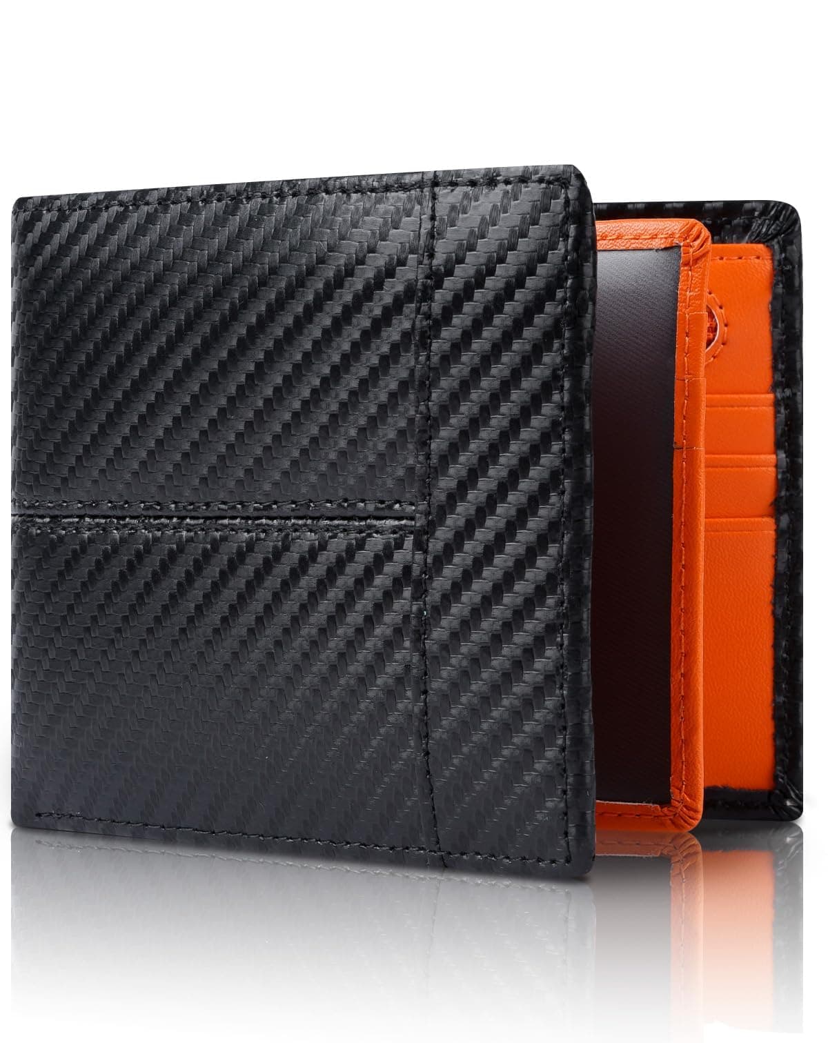 Swallowmall Leather Wallet for Mens Genuine Leather RFID Blocking Bifold Wallets with 1 ID Windows 15 Card Slots
