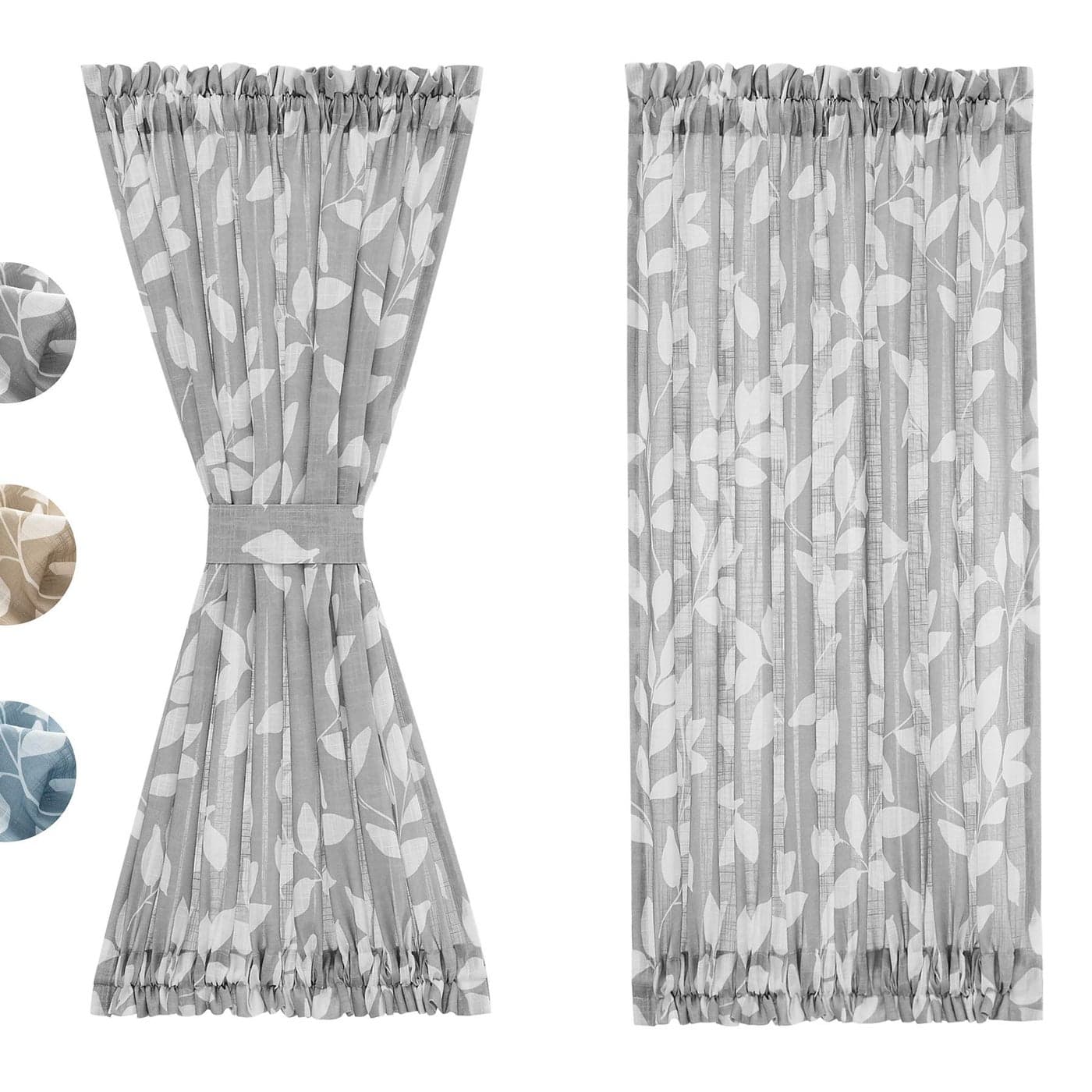 Treatmentex Grey and White French Door Panels 72inches Long SemiSheer Not See Through Linen Textured Door Curtain Set for Glass Doors Light Filtering 52 W 1 Pc