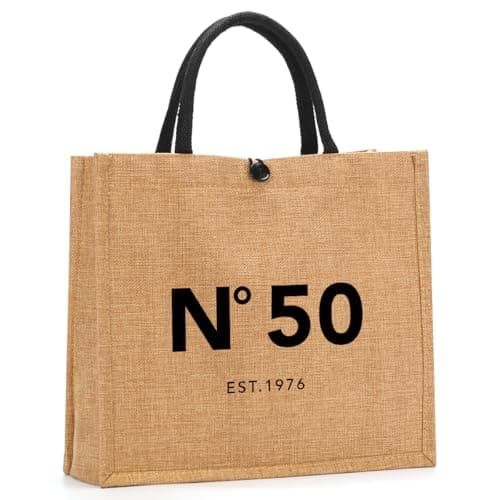 NGLIV 50th Birthday Gifts for Her Women 1976 Birthday Gifts for Women Tote Bag Shopping Bags Unique 50 Years Old Birthdays Gift for Mom Wife Aunt Friends Her