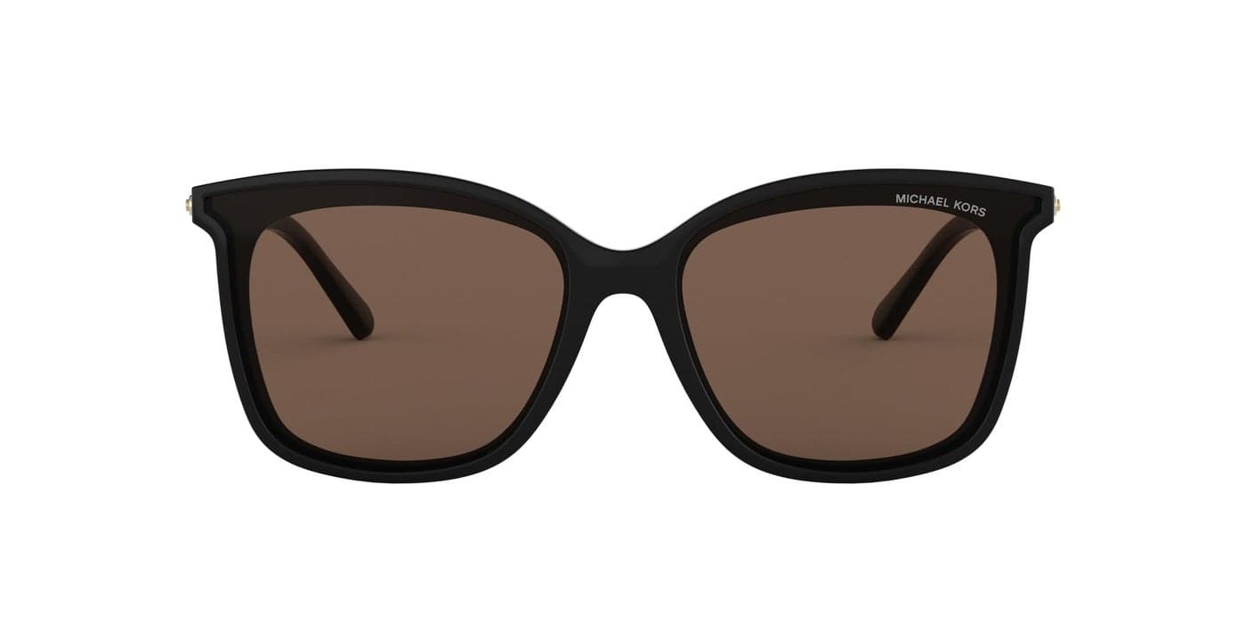 Michael Kors MK2079U Zermatt Universal Fit Square Sunglasses, Black/Brown Solid, 61 mm