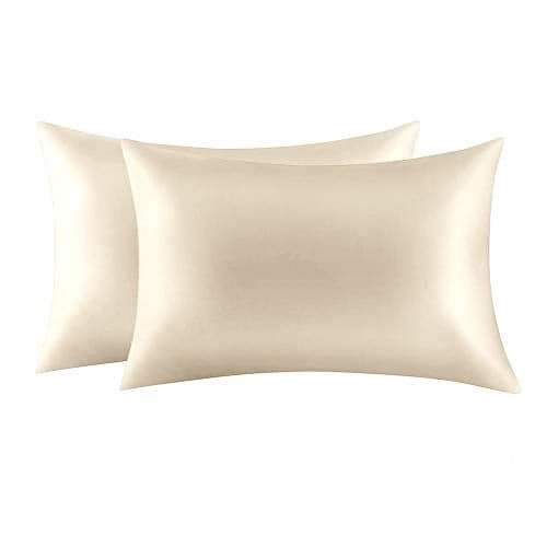 Jocoku 100% Mulberry Silk Pillowcases Set of 2 for Hair and Skin and Super Soft and Breathable Queen Size Nature Silk Pillowcases (Queen, Buff Beige)
