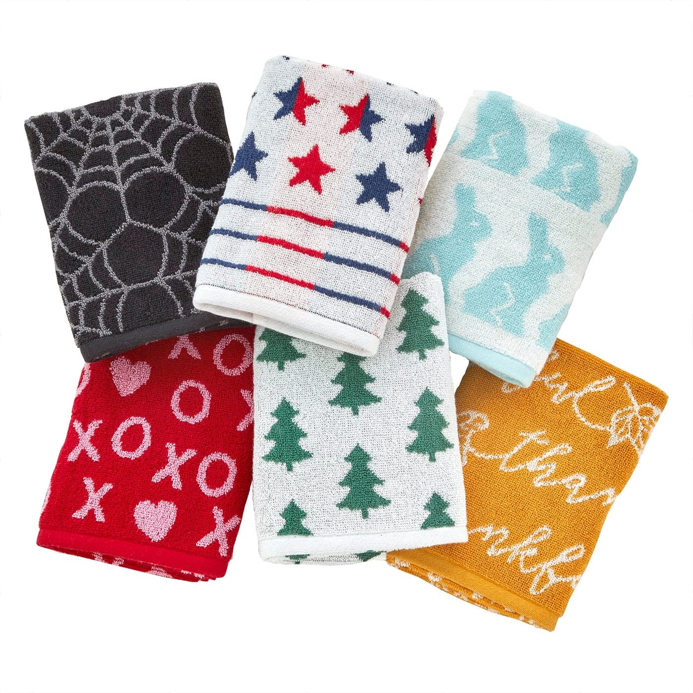 SKL Home Seasonal Jacquard Hand Towel Gift Set 6 Count Multicolored
