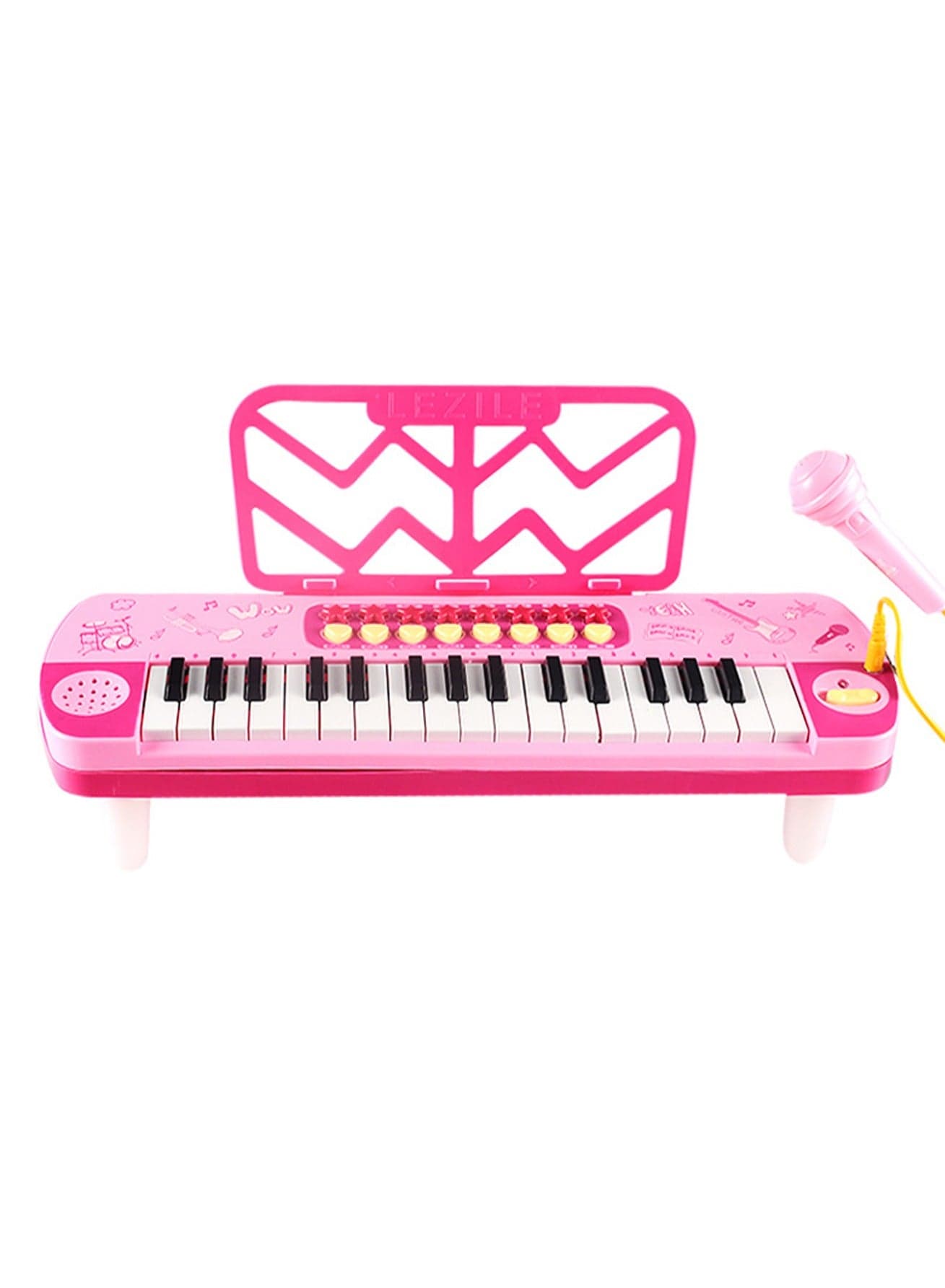 37-Key Pink Multifunctional Music Electronic Keyboard, With Microphone Educational Musical Instrument Toy, Need To Prepare 3 Aa Batteries, Children'S Gift