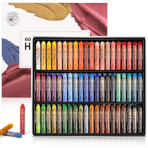 Paul Rubens Oil Pastel 60 Vibrant Colors Soft Oil Pastel Set Creamy texture Easy to Blend Oil Pastels professional Bullet Heads Oil Pastels for Artists Painting Drawing Beginners
