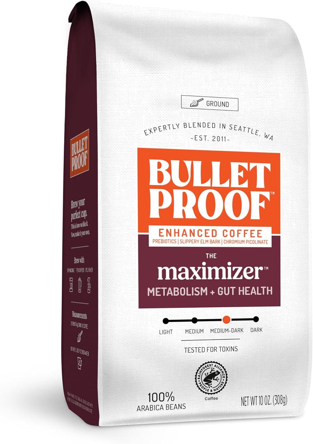Bulletproof The Maximizer Ground Coffee - 10 Ounces of Enhanced Coffee for Metabolism and Gut Health