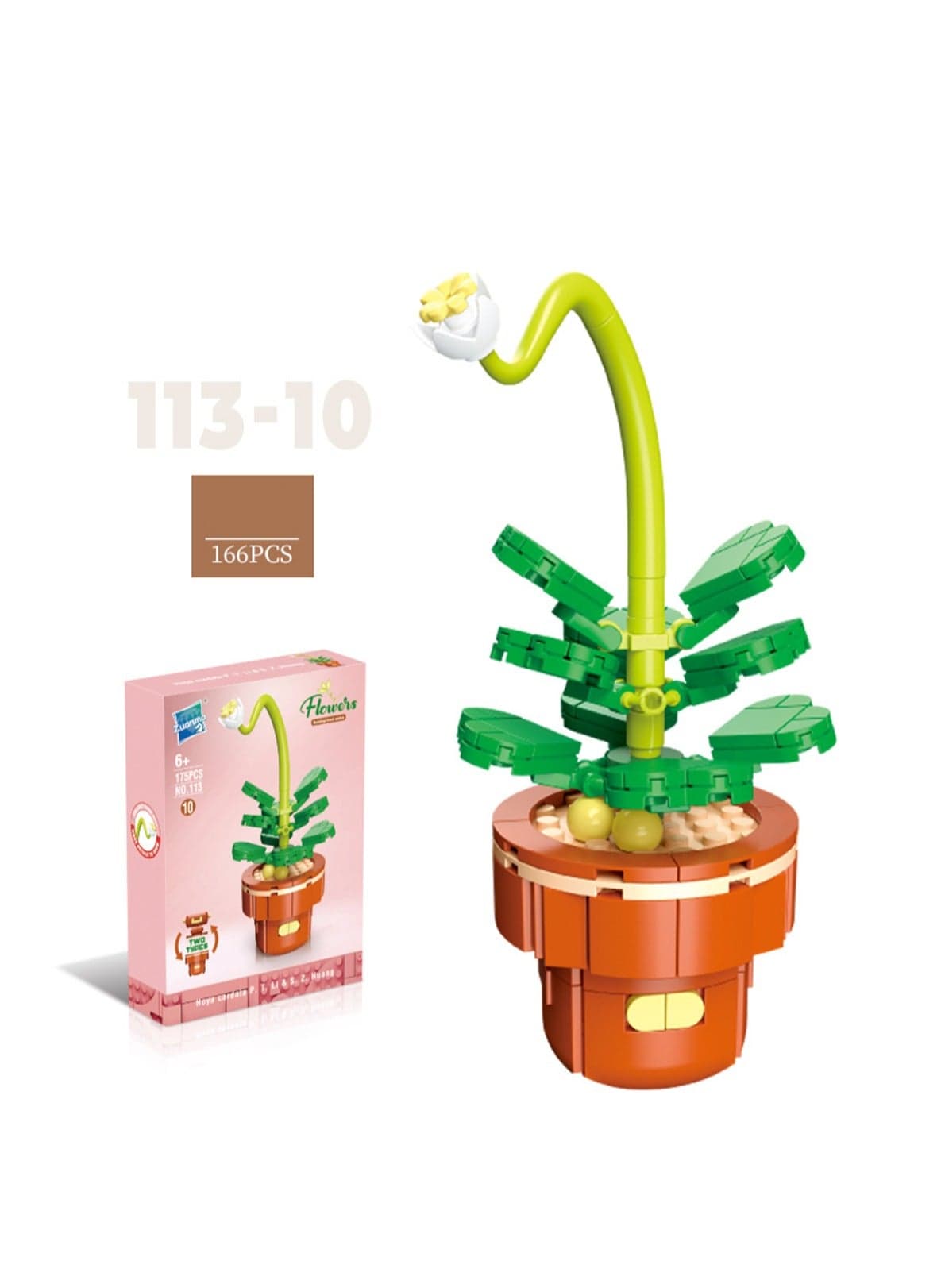 DIY Mini Flower Pot Plant Building Block Toys, Colorful and Cute Small Bonsai Plant Basket, Creative Plant Series Home Office Decoration Desktop Accessories Birthday Gift (Heart Leaf Hoya 166pcs)