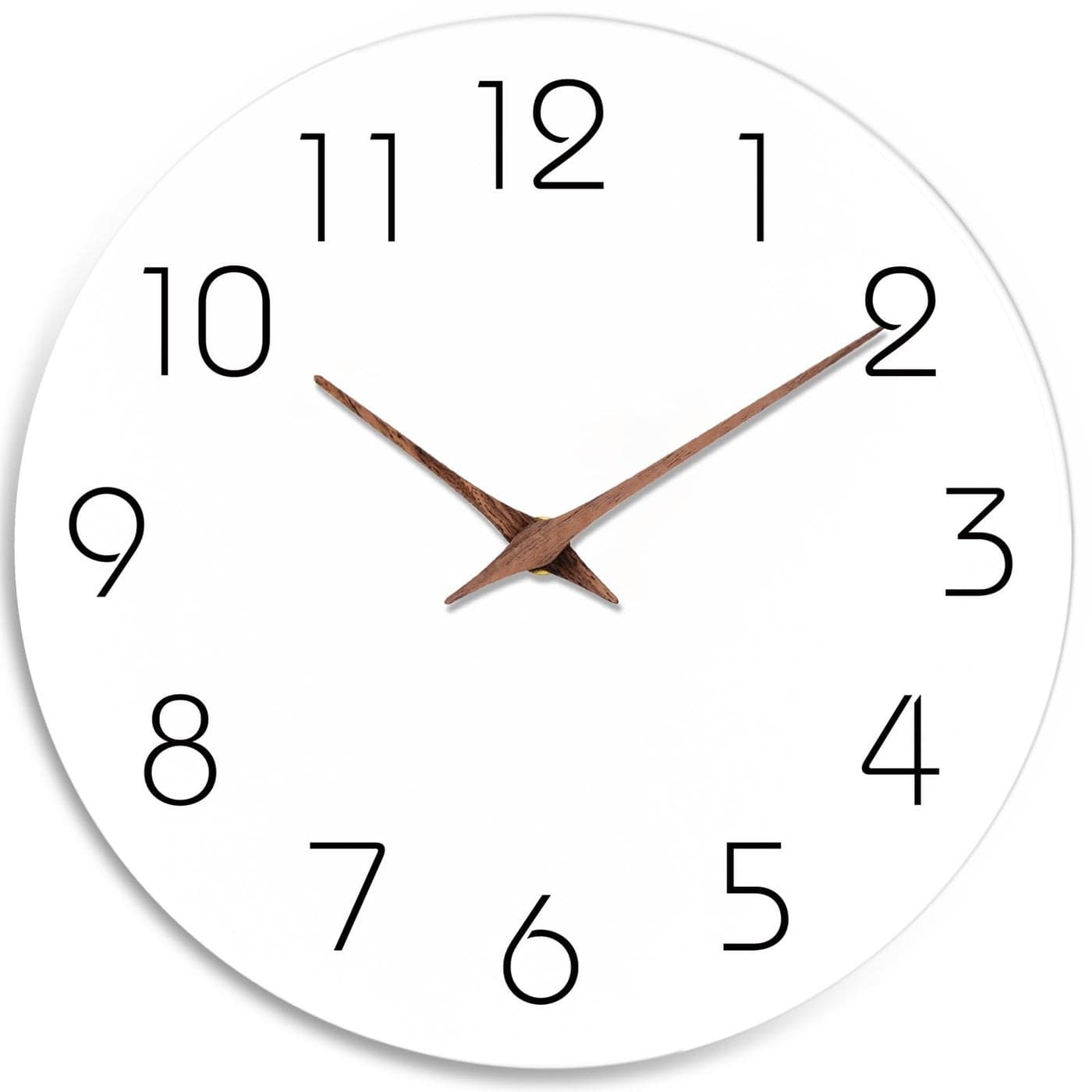 Mosewa Wall Clock Battery Operated 8 Inch White Silent Non Ticking Simple Minimalist Wooden Decorative for Kitchen Bathroom Bedroom Living Room Office