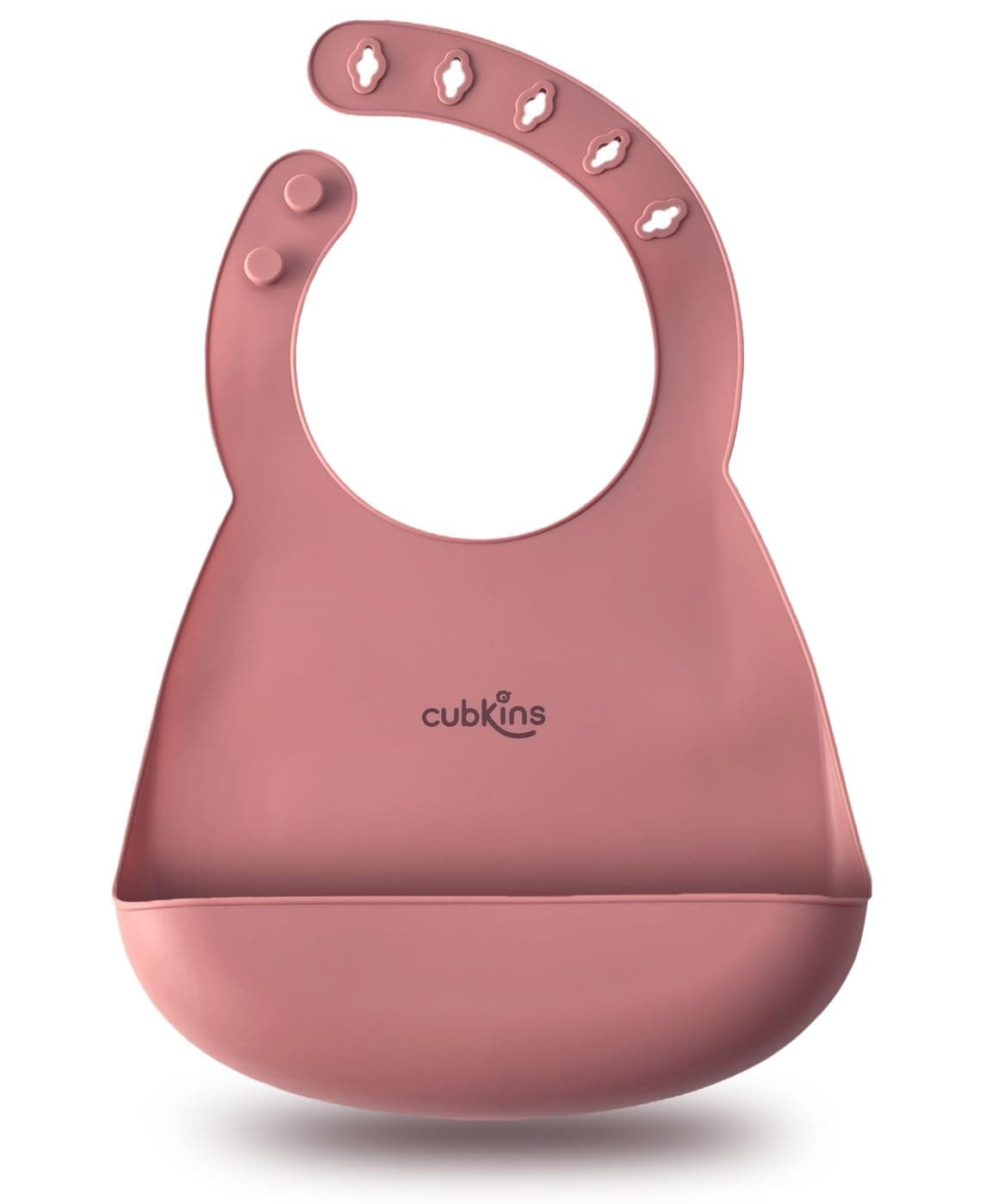 CUBKINS Soft Silicone Baby Bib for Feeding & Weaning Babies, Toddlers | Washable & Reusable, Non-Messy Easy to Clean, No Bad Odour, Adjustable Neck Band with Buttons (Raspberry)