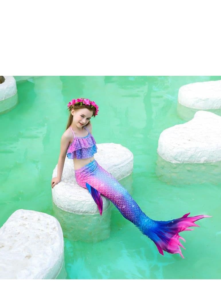 3-Piece Mermaid Bathing Swimsuit Set 110cm-150cm