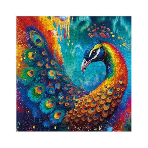 Peacock Puzzle 1000 Piece for Adults Colorful Peafowl Jigsaw Puzzles Beautiful Bird Art Funny Rainbow Animal Puzzle As Home Decor