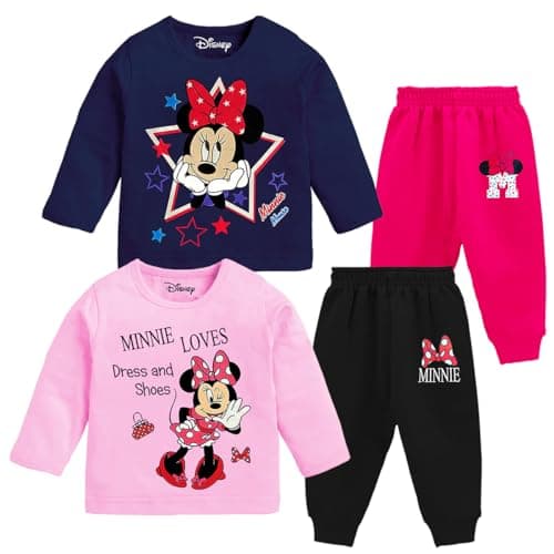Kuchipoo © Disney Baby Girl Regular Fit Cotton T-Shirts and Pyjamas Set (KUC-PSUT-148, 12-18 Months, Multi-Colored)