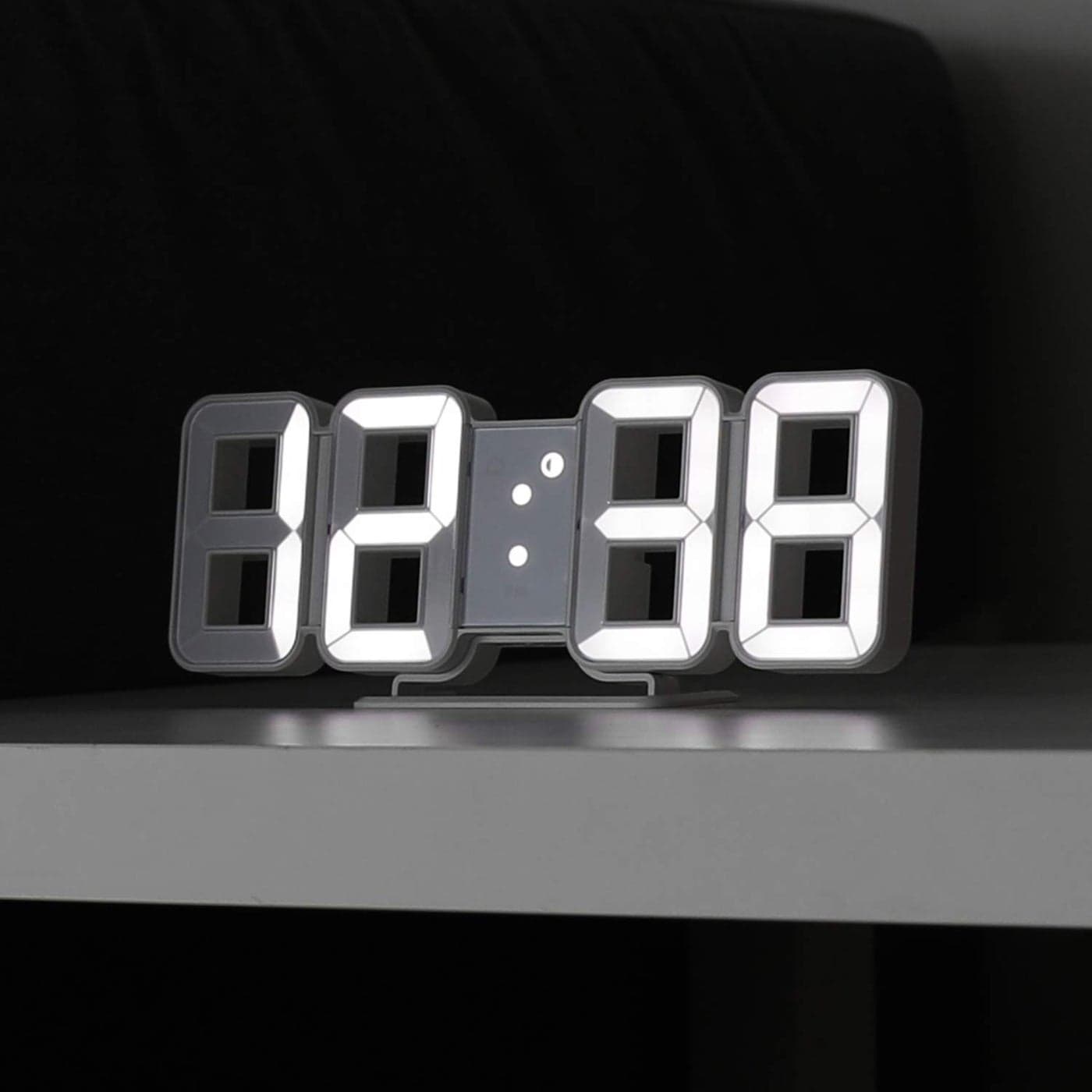 mooas 3D Pure Mini White LED Clock MultiFunction LED Clock Calendar Alarm Temperature 85 White Table Alarm Clock