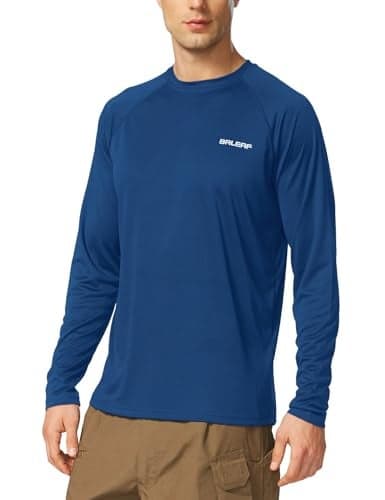 baleaf Men's Long Sleeve Swim Shirts Rash Guard UV Sun Protection SPF T-Shirts UPF 50+ Quick Dry Swimming Fishing Ocean Blue Size L